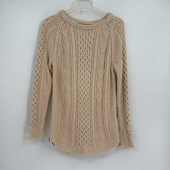 LL Bean Signature Fisherman Tunic Sweater Womens Size S Ivory Cable Knit - Picture 11 of 11